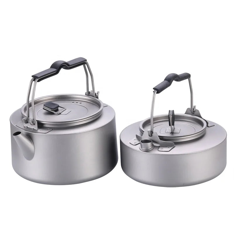 Camping 0.6/1L Titanium Kettle Outdoor Tea Coffee Kettle Tableware Pot Equipment Supplies Tourist Dishes Hiking Cooking
