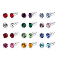 S925 Sterling Silver Earrings Hot Sale Twelve Earrings Pendant Colors Austrian Crystal Birthstone Stud Earrings