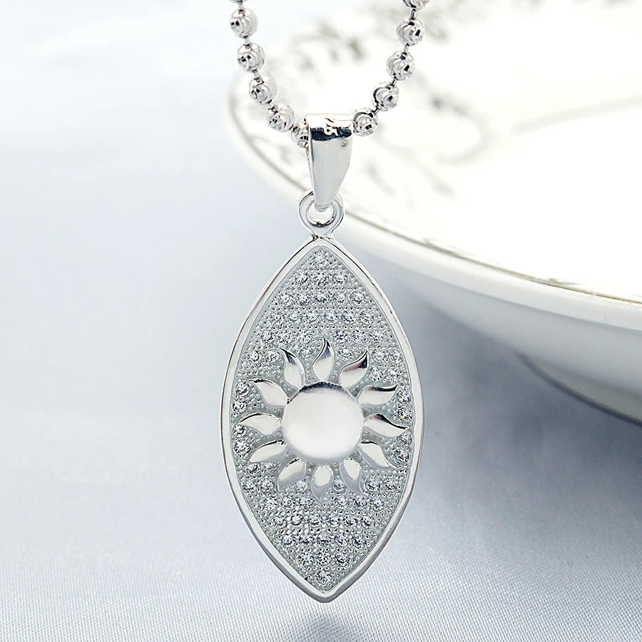 Wholesale Silver Jewelry Sun Coin Pendant With Zircon Stone 925 Sterling Silver Sun Shape Pendants Fashion Jewelry Pendants