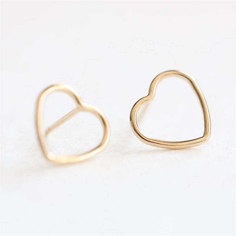 Trendy 14K Gold Filled Heart Shape Earrings Minimalism Jewelry Gold Filled Stud Earring for Women