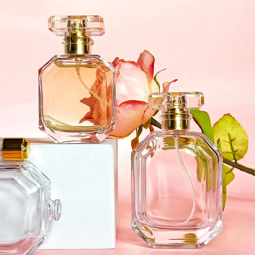Custom Luxury Transparent 50/100ml Glass Packaging Spray Bottle Empty Cosmetics Perfume Containers for Skin Care Serum