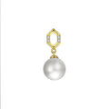 YILUN 18K Gold Plated Freshwater Pearl Pendant CZ Diamond Fine 925 Sterling Silver Hexagon Pearl Pendant Jewelry for Women