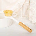Bamboo Handle Dish Brush with Built-In Scraper Kitchen Sink Cleaning Scrub Brush for Dishes Pans Pots
