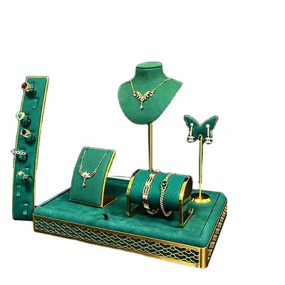 High-end Metal Jewelry Display Earrings Necklace Watch Bracelet Ring Luxury showcase Display Stand Set for Jewelry Showroom