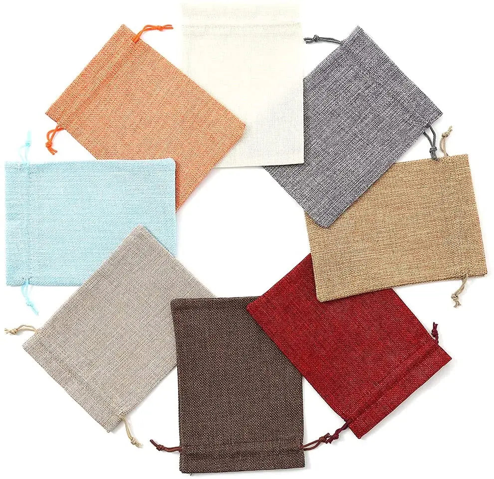 Reusable Jewelry Soap Hemp Burlap Linen Jute Bracelet Pouch Customize Small Jute Drawstring Bags