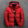 Men's Down Jacket Thick Winter Warm Down Coat With Removable Hooded Black Red Trend Outwear