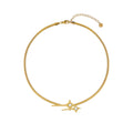 Latest 18K Gold Plated Stainless Steel Jewelry Snake Chain Irregular Star Zircon Pendant for Women Party Gift Necklace P223357