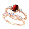 OL0905 OL0954 Abiding Jewelry Natural Red Garnet Gemstone Engagement Ring Custom Women Sterling Silver Wedding Band Ring Sets