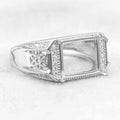 Sterling Silver 9*11mm Semi Mount Men's Ring Frame Empty Blank Claw Setting S925 Base Holder Without Center Stone for DIY Inlay