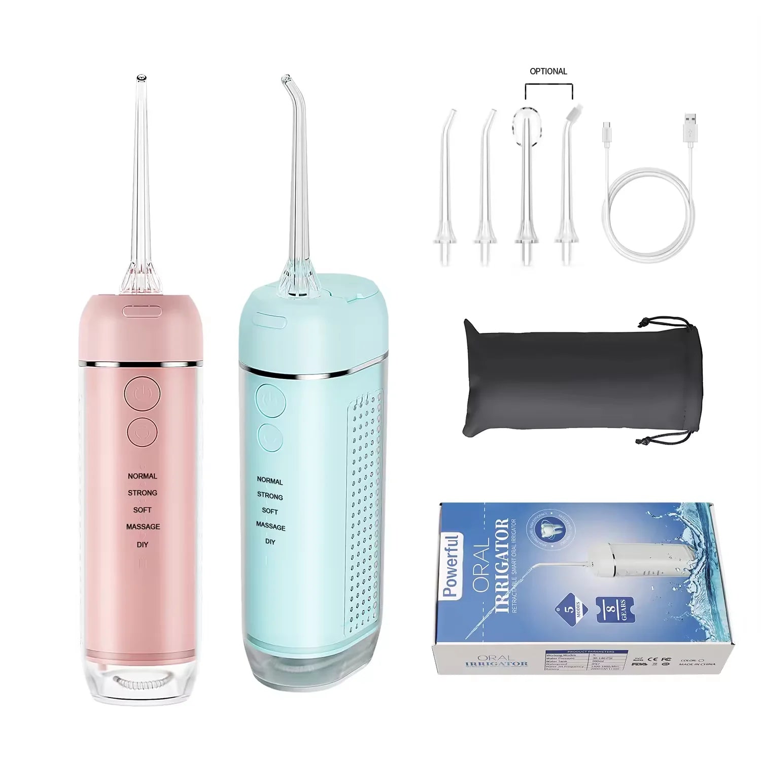 Home Travel 200ML IPX7 Waterproof 2000mAh Battery Detachable Tank Oral Irrigator Type-C Charging Dental Flosser Portable Mini 5