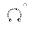 IMPLANT GRADE Titanium White CZ Gem Pave Horseshoe Bull 8mm Trendy Fashionable Nose Piercing Body Jewelry