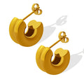 Best Price of Double Layer C Shape Mirrored 18K Gold Plated Stainless Steel Stud Earrings