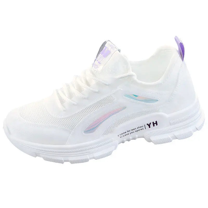 Women's Solid Color Fashion Trendy Casual Shoes Mesh Breathable Ladies' Sneakers Lightweight Thick Bottom Women's Running Shoes