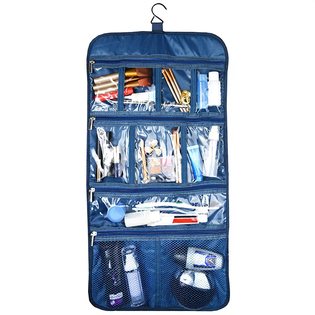 Bathroom Vacation Travel Organizer Hot Sale Hanging Toiletry Bag Roll up Fold-able Makeup Jewelry Case for Storage
