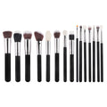 MEDELL Professional Luxury 15-Piece Synthetic Hair Makeup Brush Set with Custom Logo Wood Handle Shaving Brush Compatible