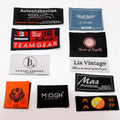 LOW MOQ Custom Logo Damask Woven End Fold Eco-Friendly Clothing Garment Care Brand Labels for Wedding Shoes Bags