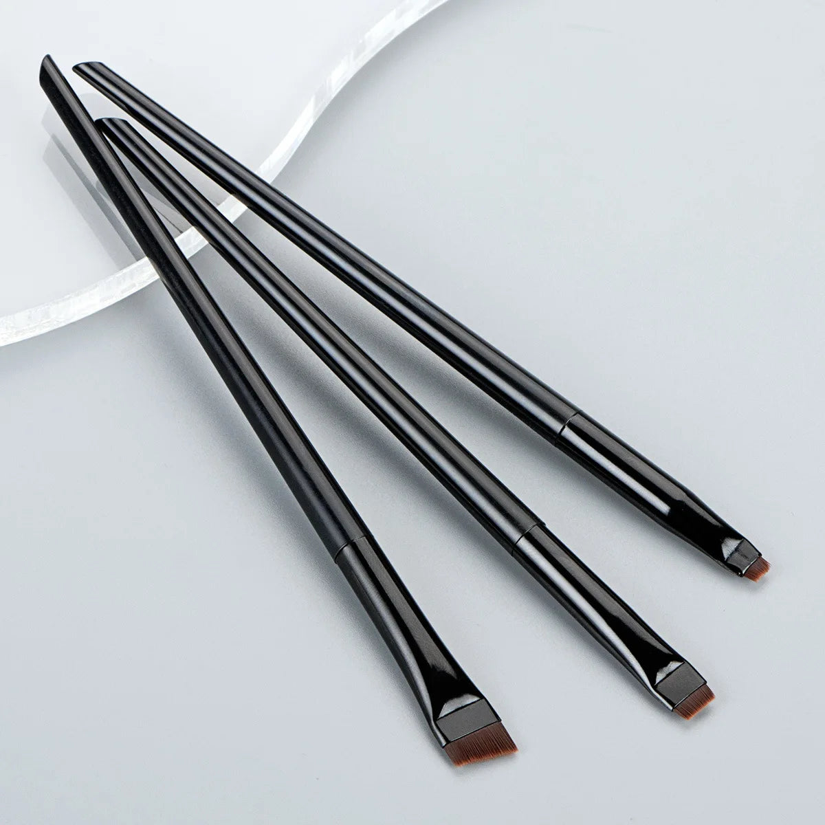 Custom 3pcs/set Angular Angled Eyebrow Makeup Brush Thin Tip Flat Eyebrow Brush with Synthetic Hair for Eyeliner Eye Application