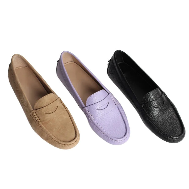 Factory Sale Women's Summer Flats Loafers Candy Color Slip-On Comfortable Breathable Cushioned Customizable Shoes