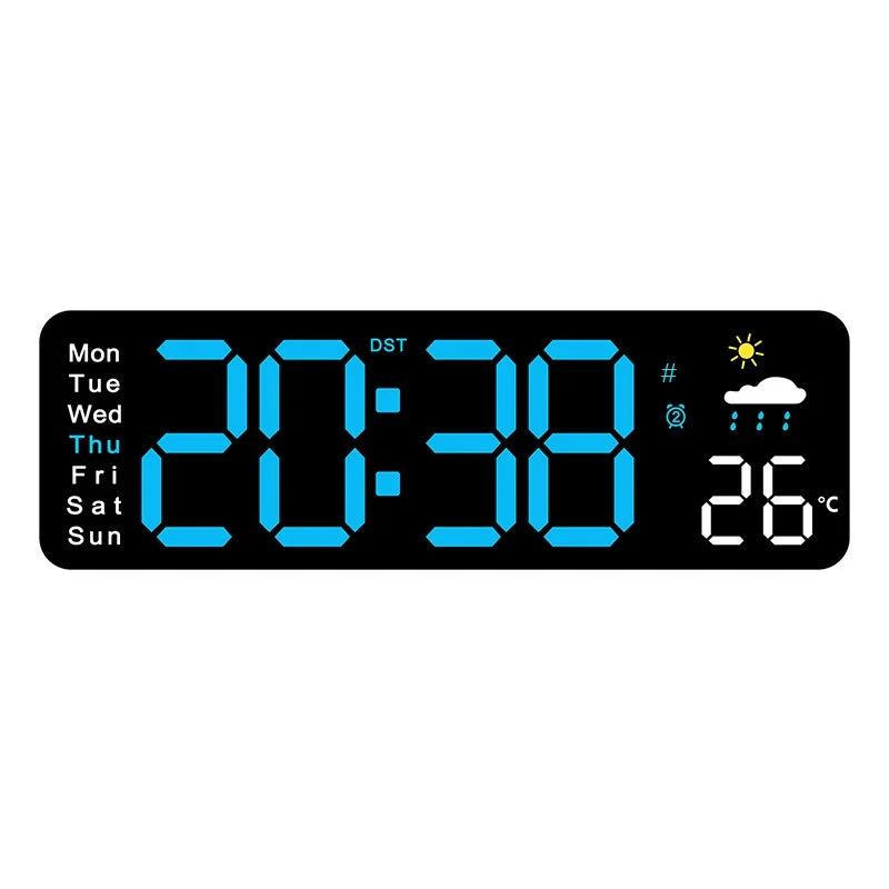 Creative Multifunctional Quartz Wall Clock for Living Room New 6656 Cross-Border Single Face Alarm Clock Temperature Weather