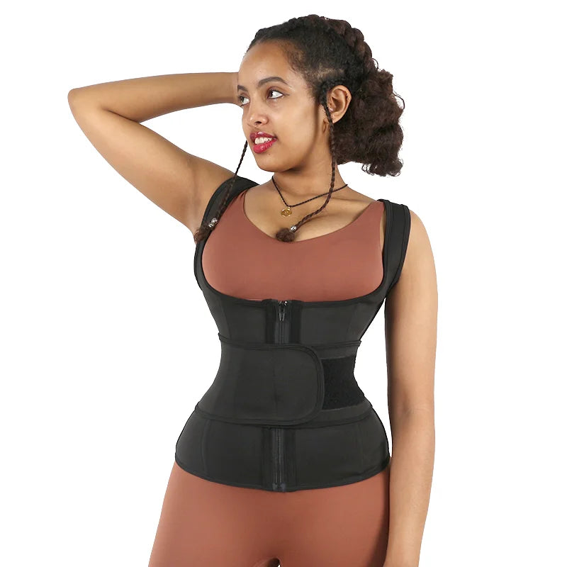 NANBIN Women's Neoprene Waist Trainer Wrap Breathable Corset Belly Tummy Wrap with Zip for Sauna Sports Body Shaper Belt