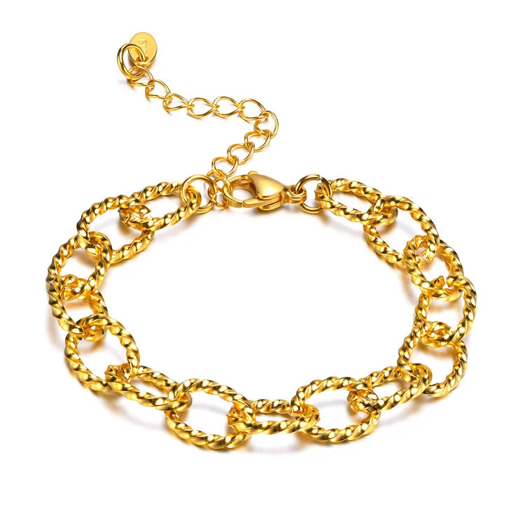Wholesale Stainless Steel Rope O Chain Bracelet Twisted 18k Gold Plated Bracelets