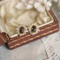 Pure 925 Sterling Silver Elegant Vintage Luxury Coffee Colored Zircon Stud Earrings for Women Girls