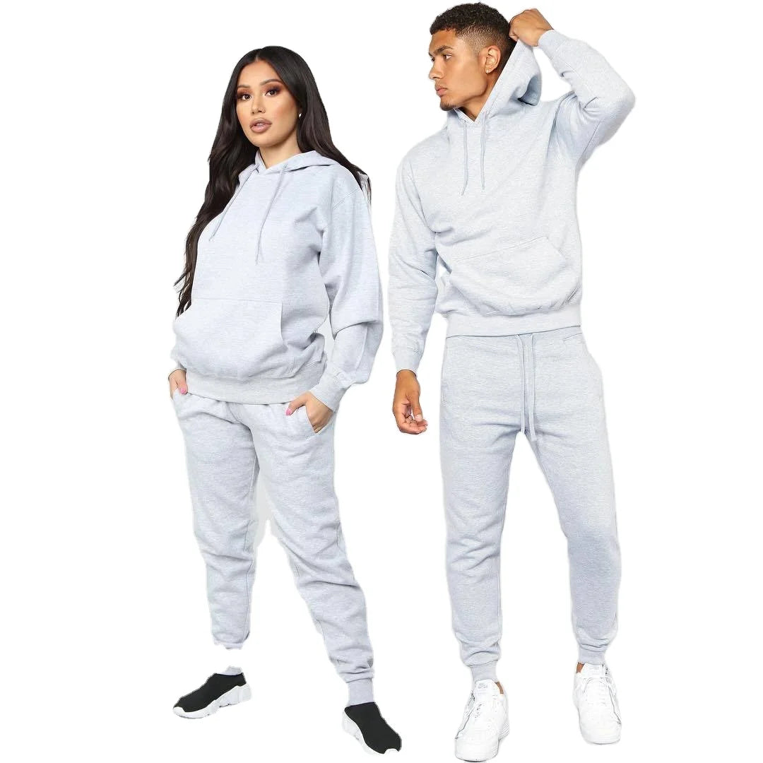 Wholesale Plus Size Cotton Fleece Jogger Set Eco-Friendly Loose Hoodies Sweatsuit for Men's Winter Sports Training
