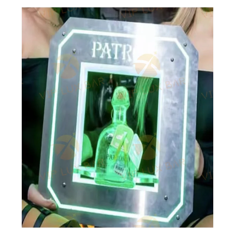 2024 New Arrival Patro n Customized Logo Rechargeable Controlled Logo LED Bottle Presenter Carrier Glorifier Display