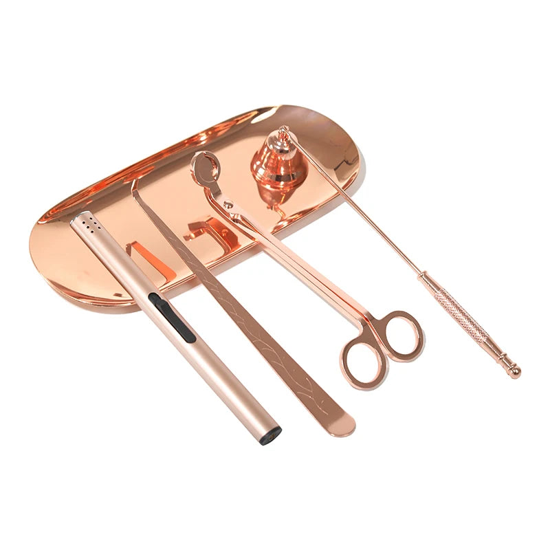 Hot Selling Household Stainless Steel Black Candle Accessory Set 4 in 1 Candle Care Kit Candle Wick Snuffer Trimmer Set