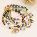 Stocks Sale Freshwater Pearls Bracelet for Women New Arrival Zircon Blue Eyes Charms Bracelet for Lady Stainless Steel Jewelry