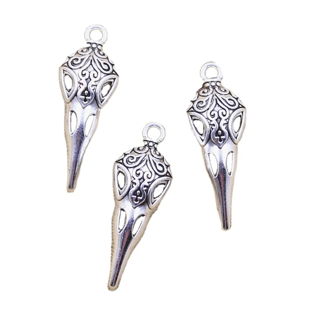 Charms Skull Beak Skeleton Bird 35x13MM Antique Bronze Silver Color Pendants DIY Making Findings Handmade Tibetan Jewelry