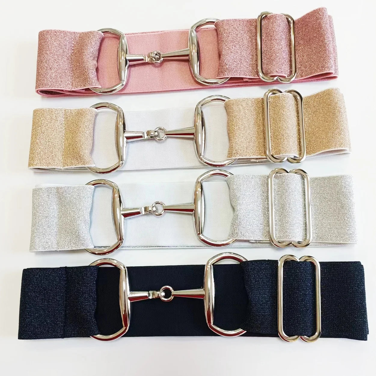 Free Engraved Logo 2 Inch 5 cm Wide Equestrian Elastic Belt with Horse Riding Bits and Spurs No MOQ