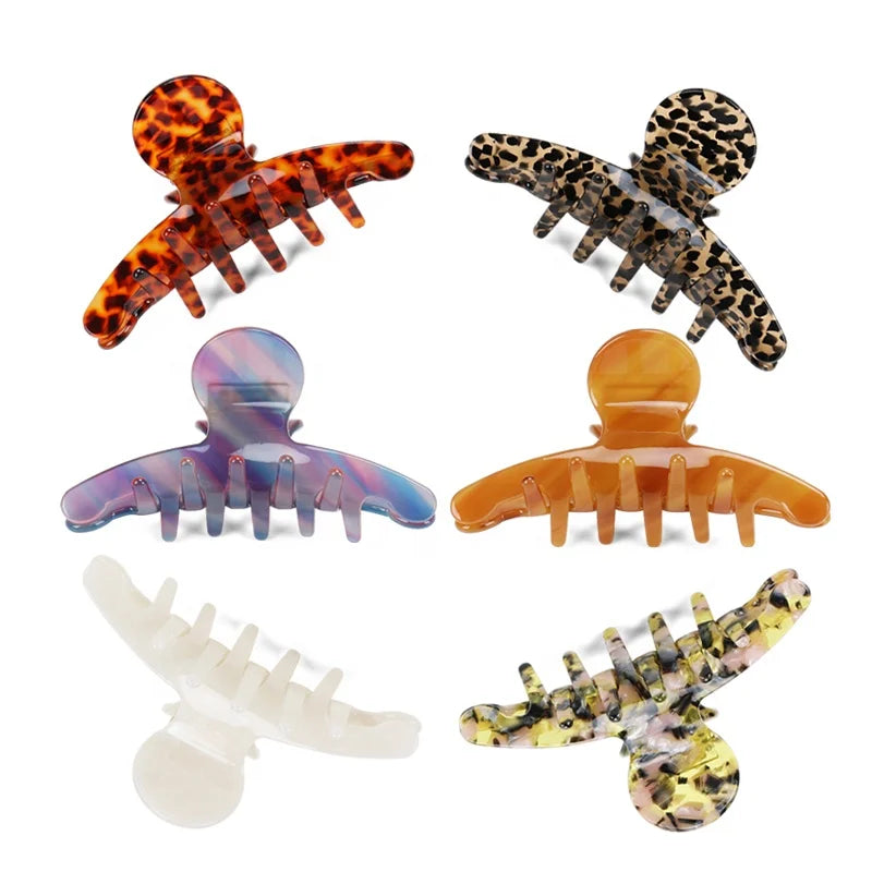 Classic Leopard Tortoiseshell Hair Claw Simple Acetate Large Hair Claw Tortoise Color Hair Claws Women Girls