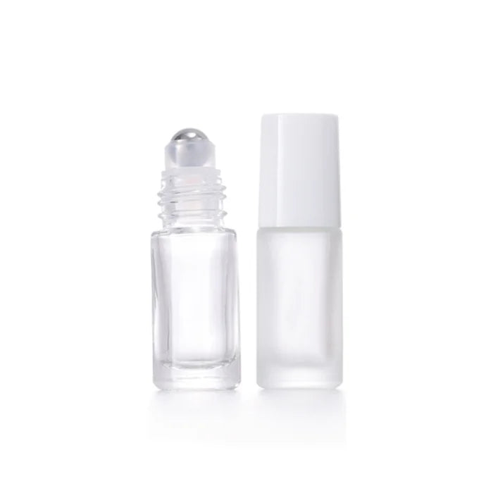 Frosted Transparent Essential Oil Perfume Roller Bottle 5ml Empty Jade Brown Amber Glass  Roll on Bottle