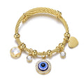 European Adjustable Turkey Blue Eye Evil Eye Bracelet Crystal Stainless Steel Twist Bangle Charm Bracelet Fashion Jewelry