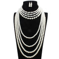 T6580 Fashion Elegant Pearls Jewelry Set Beads Necklace Earring Set Pearls Wedding Jewelry Set