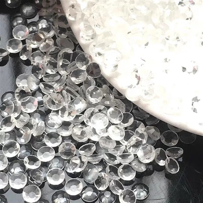 100% Good Feedback Glass Stone Transparent Flat Back Cold Fixation Non Hot Fix Crystal Rhinestone for  Nail Art Decoration