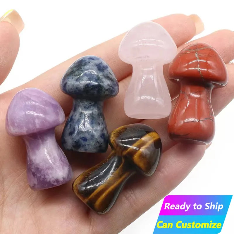 Wholesale Big 1.5inch Natural Quartz Products Healing Stones Bulk Real Chakras Polished Crafts Carving Mushroom Crystal for Sale