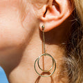 EManco Wholesale Fashion 14K Gold Plated Stainless Steel Double Loop Drop Hoop Earrings Set Women's Trendy Certified Anniversary