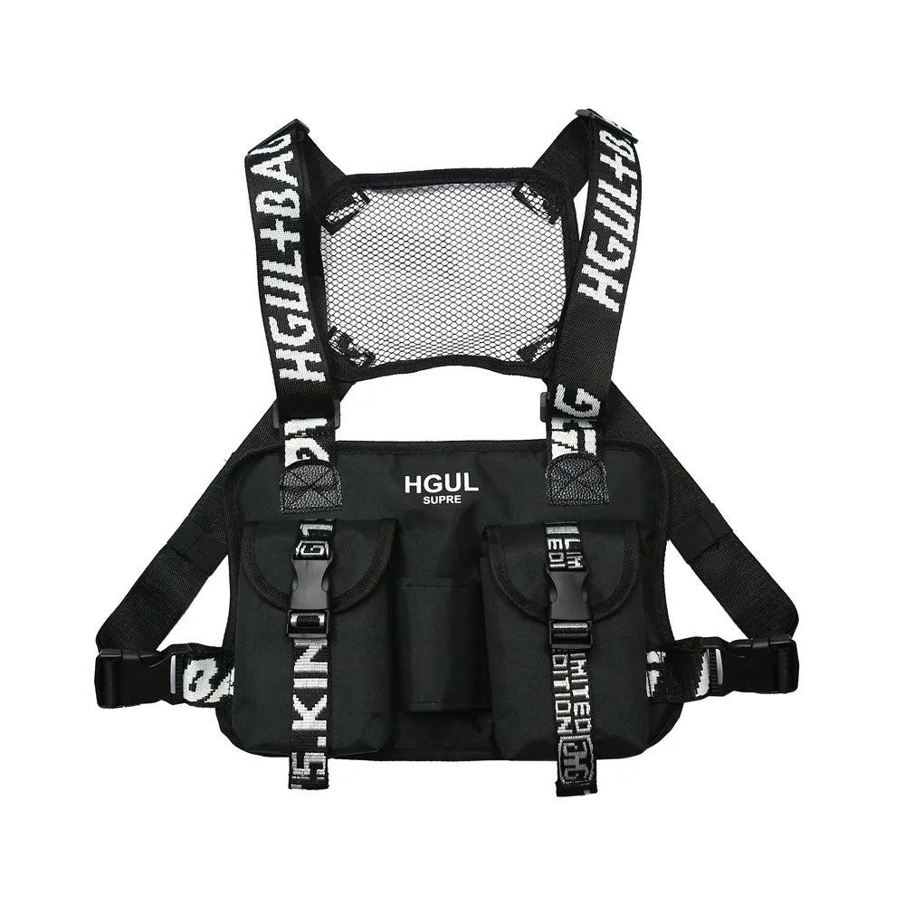 Tactical Backpack Functional Overalls Tote Men Ins Vest Backpacks Hip Hop High Street Popular logo Dance Chest Package