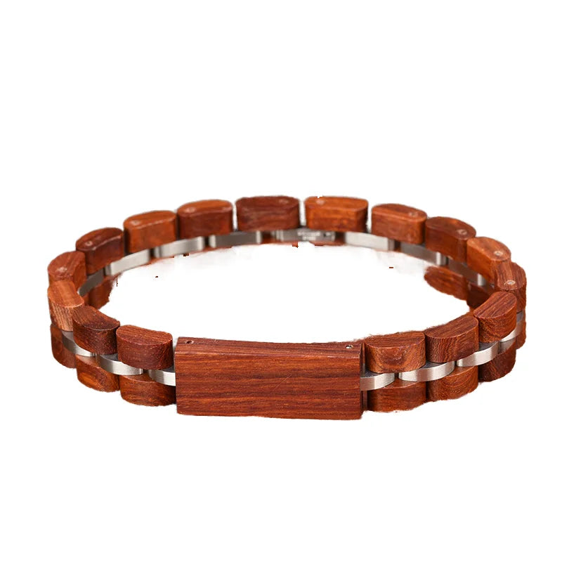 quickshipment Hot Selling Unisex Stainless Steel Bracelet with Custom Logo New Arrival Wood Bead Bracelet for Men for Wedding Party Gifts