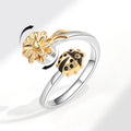 Anillo De Ansiedad Platinum Plated Rotating Insect Sunflower Ring Zircon Relieve Stress Ring Spinner Anxiety Relief Fidget Ring