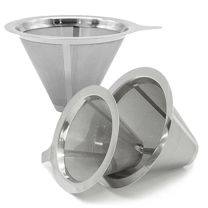 Paperless Design Manual Reusable Stainless Steel Pour Over Dripper Coffee Mesh Filter With Stand