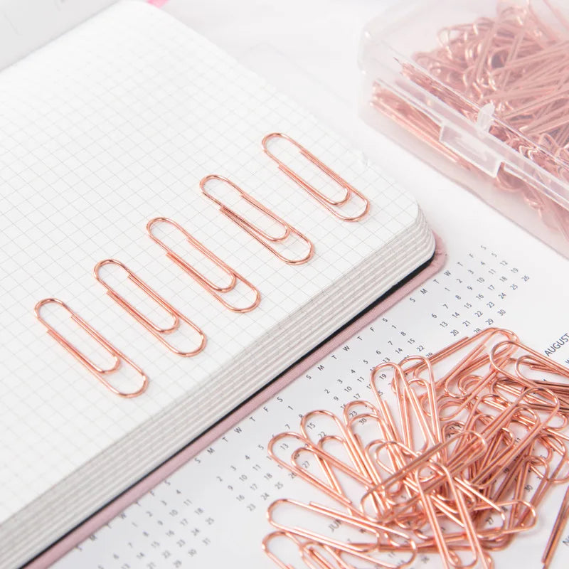 Luxury Promotion YOUJIN Newstyle 28mm Metal Rose Gold Shaped Non-Magnetic Paper Clips 60g 120pcs Boxed School Office Stationery