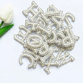 New Arrival DIY Bag Decoration Stickers Stick on Adhesive Fabric White Pearl Rhinestone English Alphabet A-Z Pearl Letter Patch