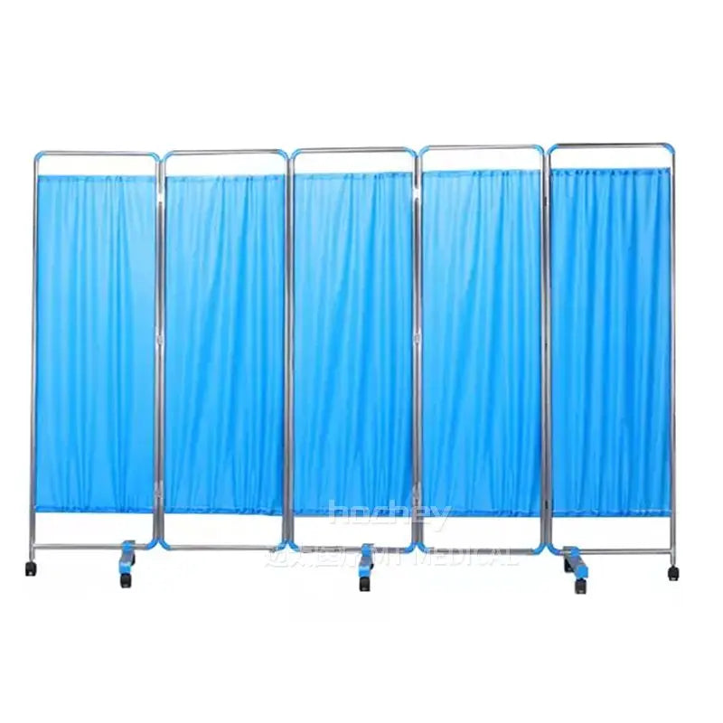 MT MEDICAL Hospital Furniture High-Quality Five Sections Stainless Steel Isolation Curtain Hospital Screen With Wheels