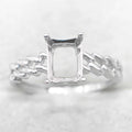 Sterling Silver 6*8/7*9/8*10mm Semi Mount Ring Square Shape Empty Support Blank Setting Base Without Center Stone Inlay for DIY