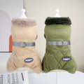 Songshan Toys New Winter Luxury Dog Clothing Warm Fur Collar Cloth With Leash Ring for Small Cat Dog Pet Clothes Jacket Coat