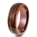 POYA 8mm Tungsten Carbide Wedding Band Ring with Whiskey Barrel Wood Antler Inlay Classic Dome Guitar String Engagement Gift MegaBDM