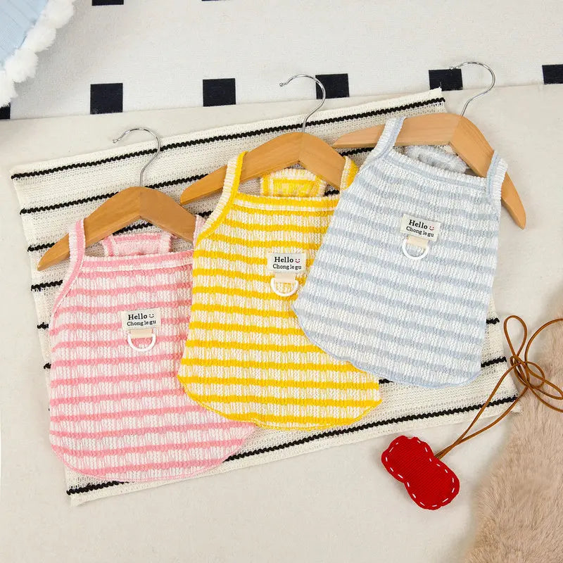 New Modern Teddy Dog Pet Clothing for Spring Summer Thin 25 Baby Vest in Small Large XL Sizes with Animal Pattern Made Polyester